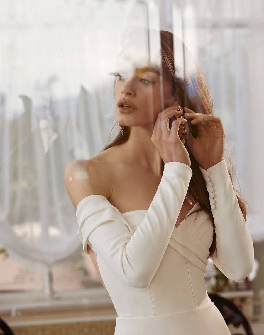 Model wearing a bridal dress